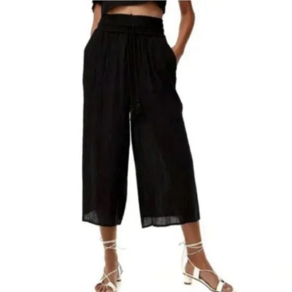 Aritzia Wilfred La Boheme Linen Wide Leg Pants Black Size Medium - Picture 13 of 13